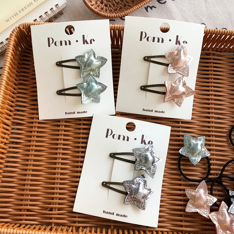 Korean new style children's small fresh solid color hairband girl baby sweet star hair rope baby flash rubber band wholesale