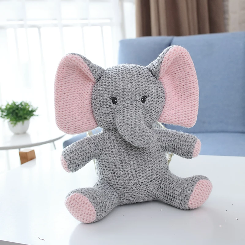 Stuffed Unicorn Rabbit Elephant Bear Dinosaur Knitted Fabric Soft Toy Girls Boys Animal Dolls Birthday Gift for Kids Girl Toy