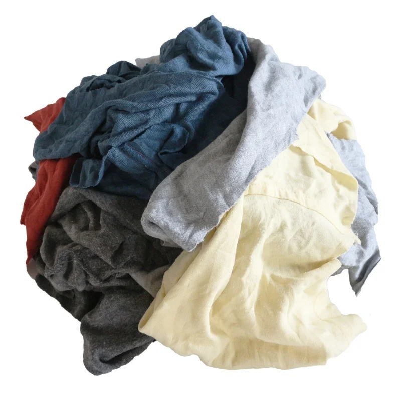 Good quality 100% cotton recycled dark  mixed Grade A coloured t shirt rags cleaning cloth marine wiping cloth 10kg
