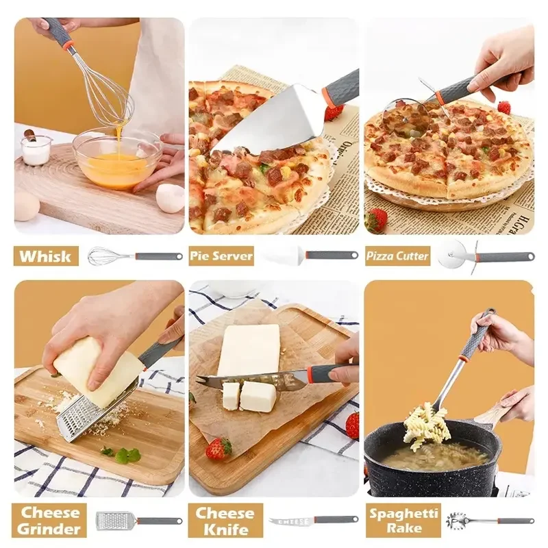 Hot Sale Household Kitchenware Stainless Steel Kitchen Gadgets Kitchen Utensils Accessories Silicon Cooking Tools Set