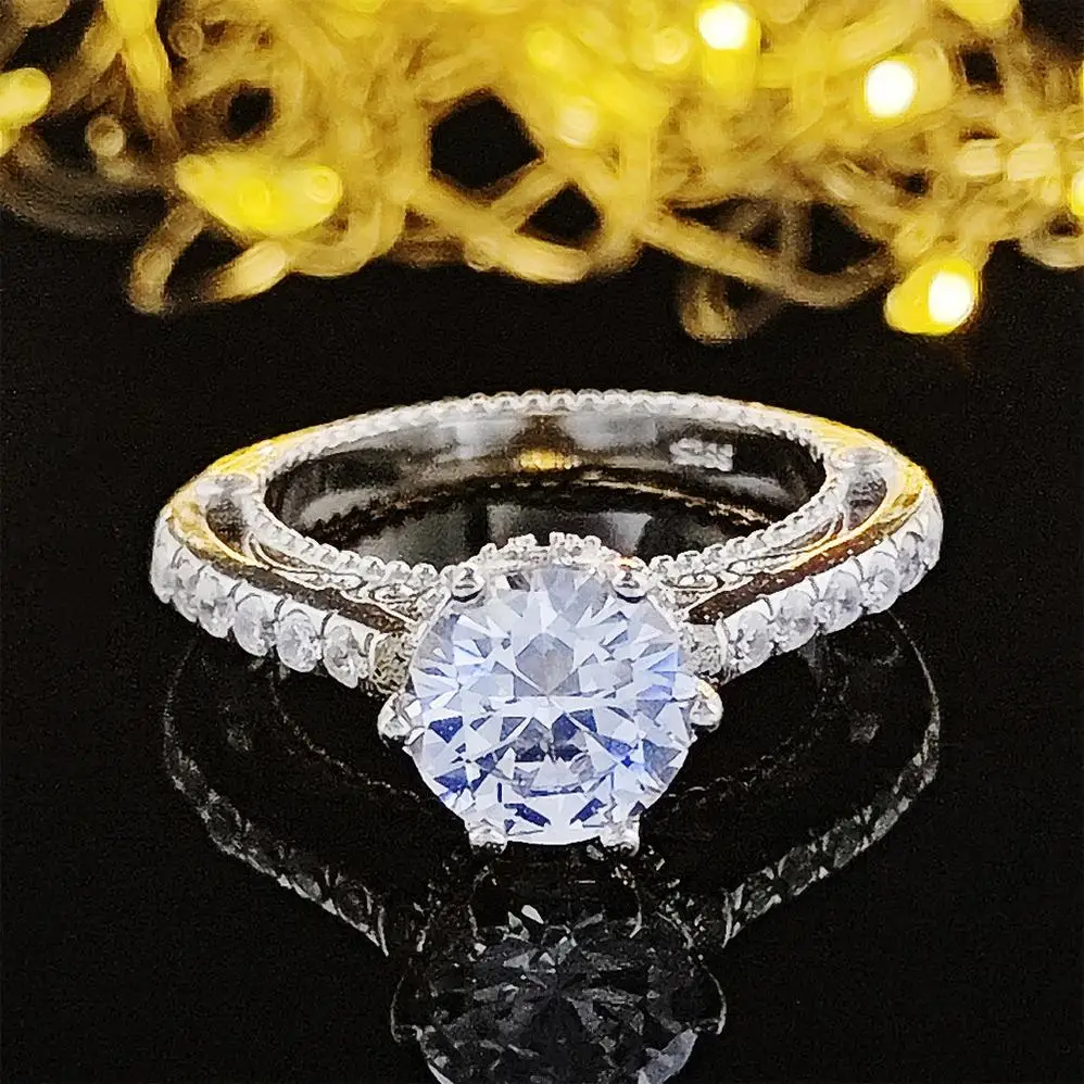 Women Silver Ring Stone Couple Set Stainless Steel Cubic Zirconia With Diamond Sets Gemstone Lab Wedding Black Mens Thick Ring