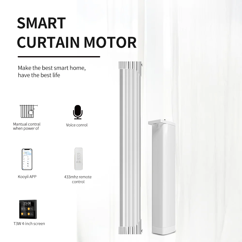 24 hours day and night safety monitor smart curtain motor telescopic guideway speech control