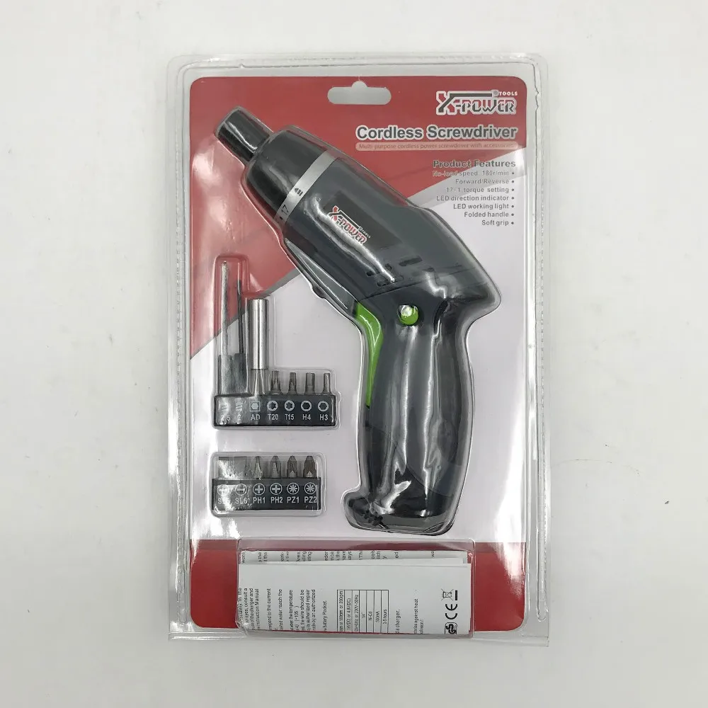 KCS615C-S13B 4.8V Ni-Cd rechargeable electrical screwdriver with folding handle and soft grip