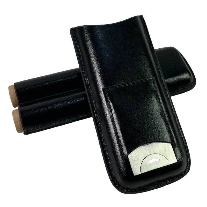 Portable Mini PU Cigar Humidor 3 Tube Cigar Humidor with Cigar Cutter Cigarette Accessories