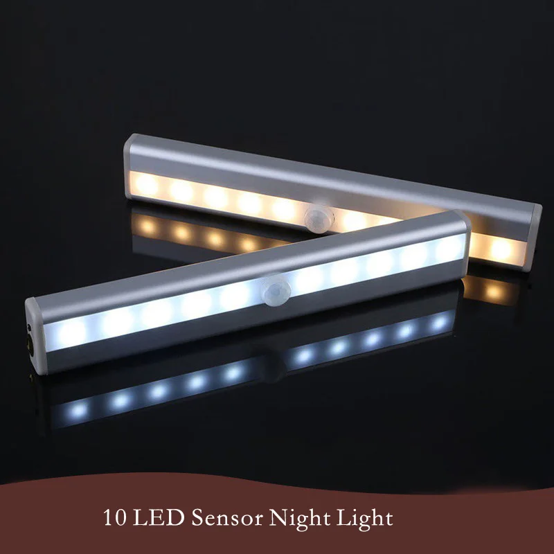 
Dropshipping 10 LED Under Cabinet Light Motion Sensor Rechargecable USB Night Light Closet Lamp Wardrobe Light for Indoor 