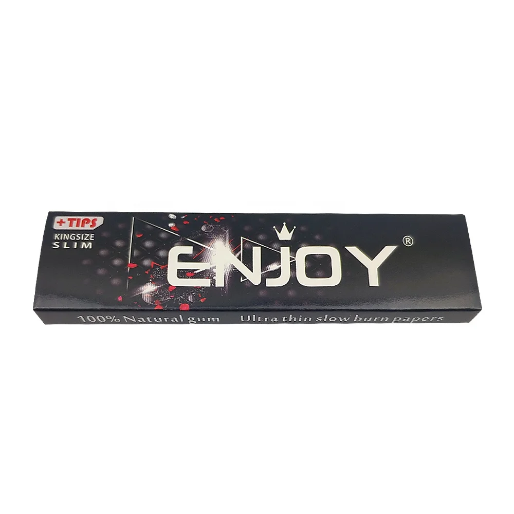 ENJOY Natural Arabic gum thin slow burn kingsize smoking rolling paper with filter tips