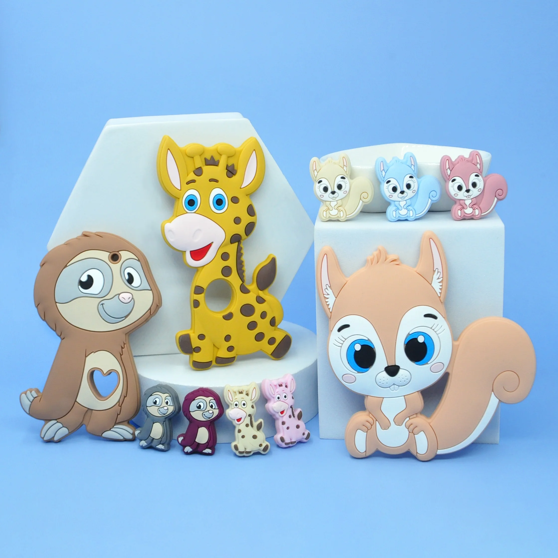 2021 New Design Bpa Free Squirrel Design Animal Baby Silicone Teether