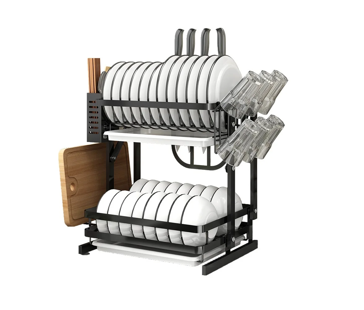 Multi-Function Foldable Kitchen Stand Stainless Steel  Dish And Bowl Storage Shelf Wall-Mounted Dish Rack