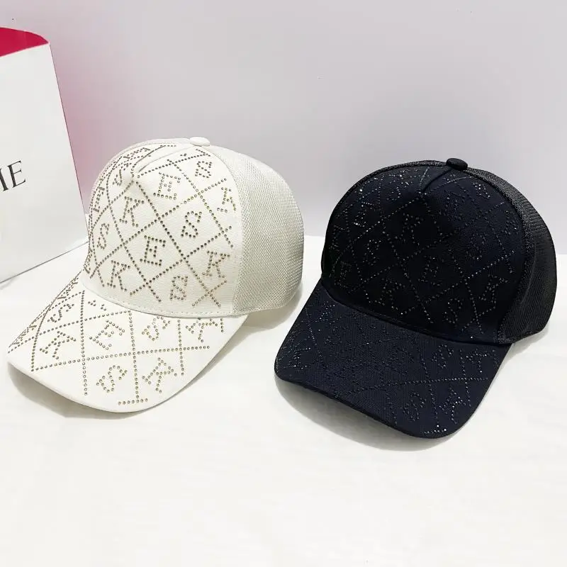 Personalized Rhinestones Baseball Cap Luxury Breathable Sun Visor High Profile Trucker Cap