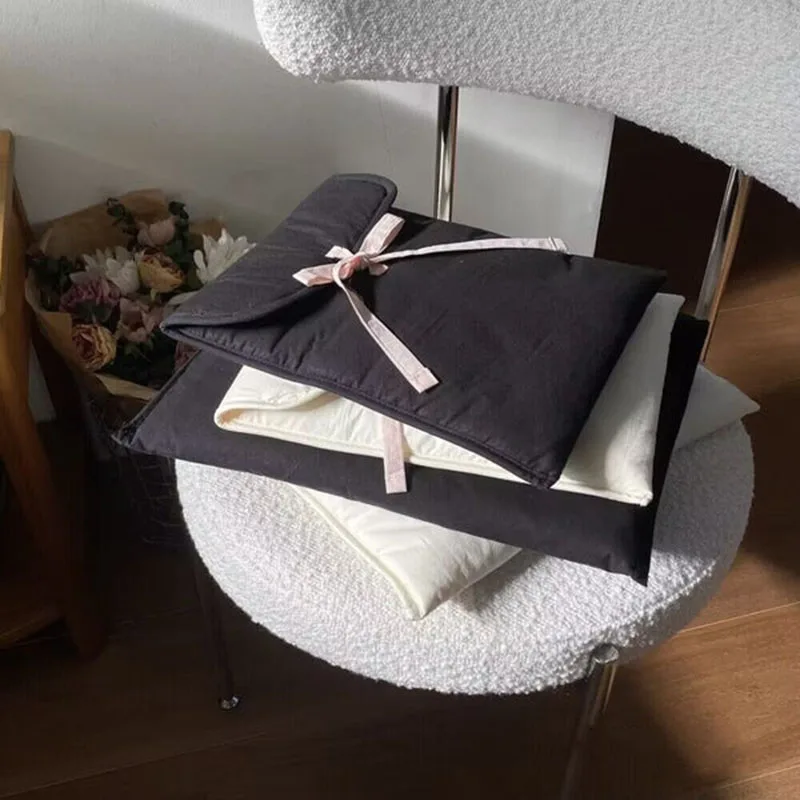 Custom Size Logo Coquette Cotton Padded eReader Laptop Tablet Protection Sleeve Pouch Case Bag with Tie Ribbon