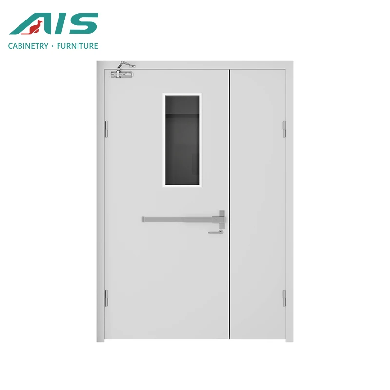Ais 90 Minute Steel Insulated Parent Door Leaf Security Interior Fireproof Door With Glass