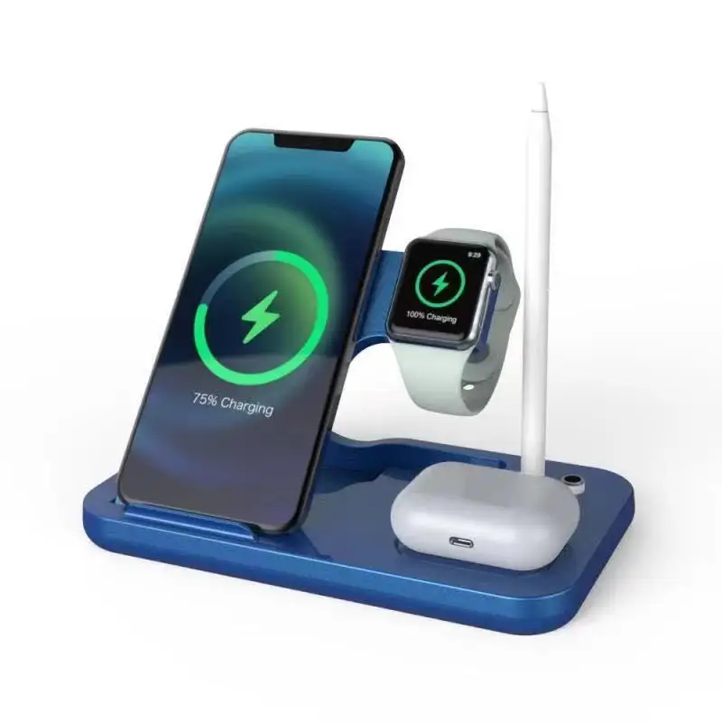 SUNLINE 4 in1Qi 15 Вт быстрая Беспроводная зарядная станция Беспроводное зарядное устройство для телефона