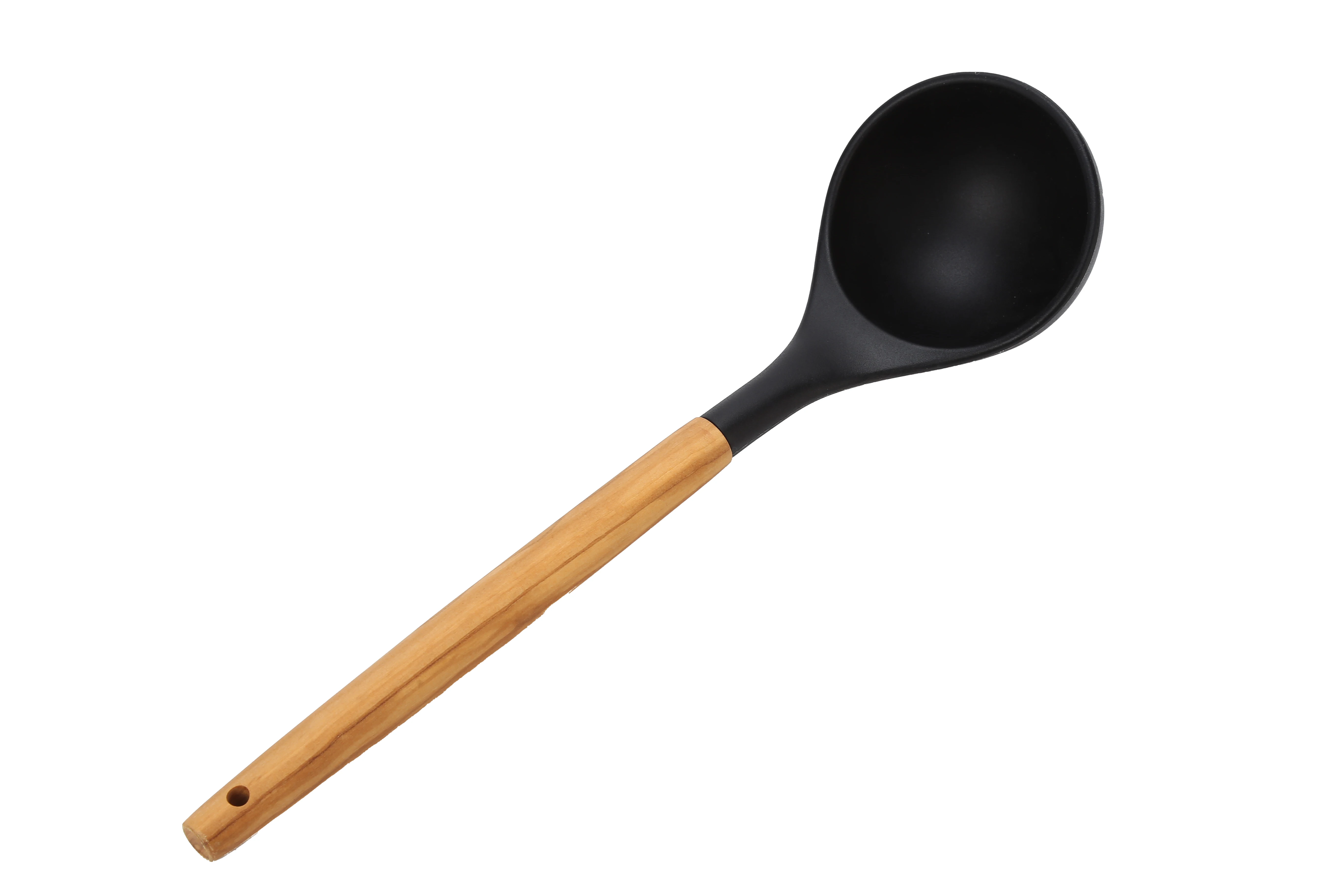 Hot Sale Heat Resistant Black 6 Piece Silicone Kitchen Spatula Strainer Spoon Set