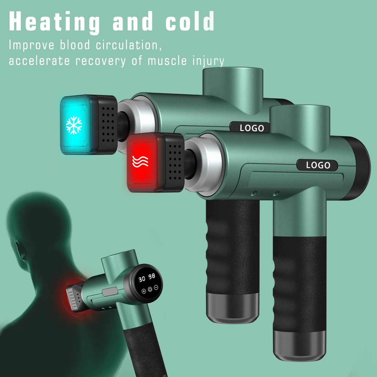 Cheap Hot Selling Hot & Cold Massager Products 8 Heads Portable Body  Deep Tissue Heat Muscle Massage Gun