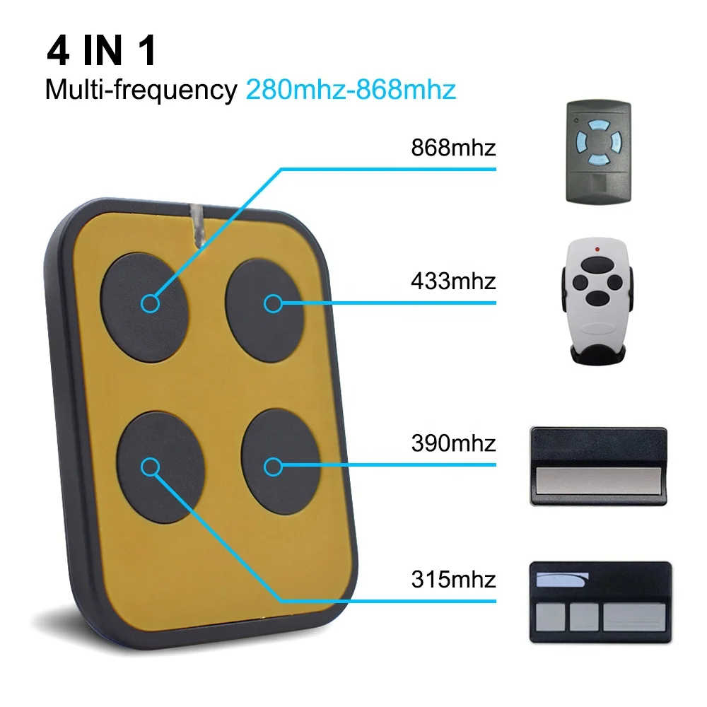 Multifrequency 280MHz to 868 MHz Smart Garage Door Controller Automatic Door Remote Control Switch 4 Buttons