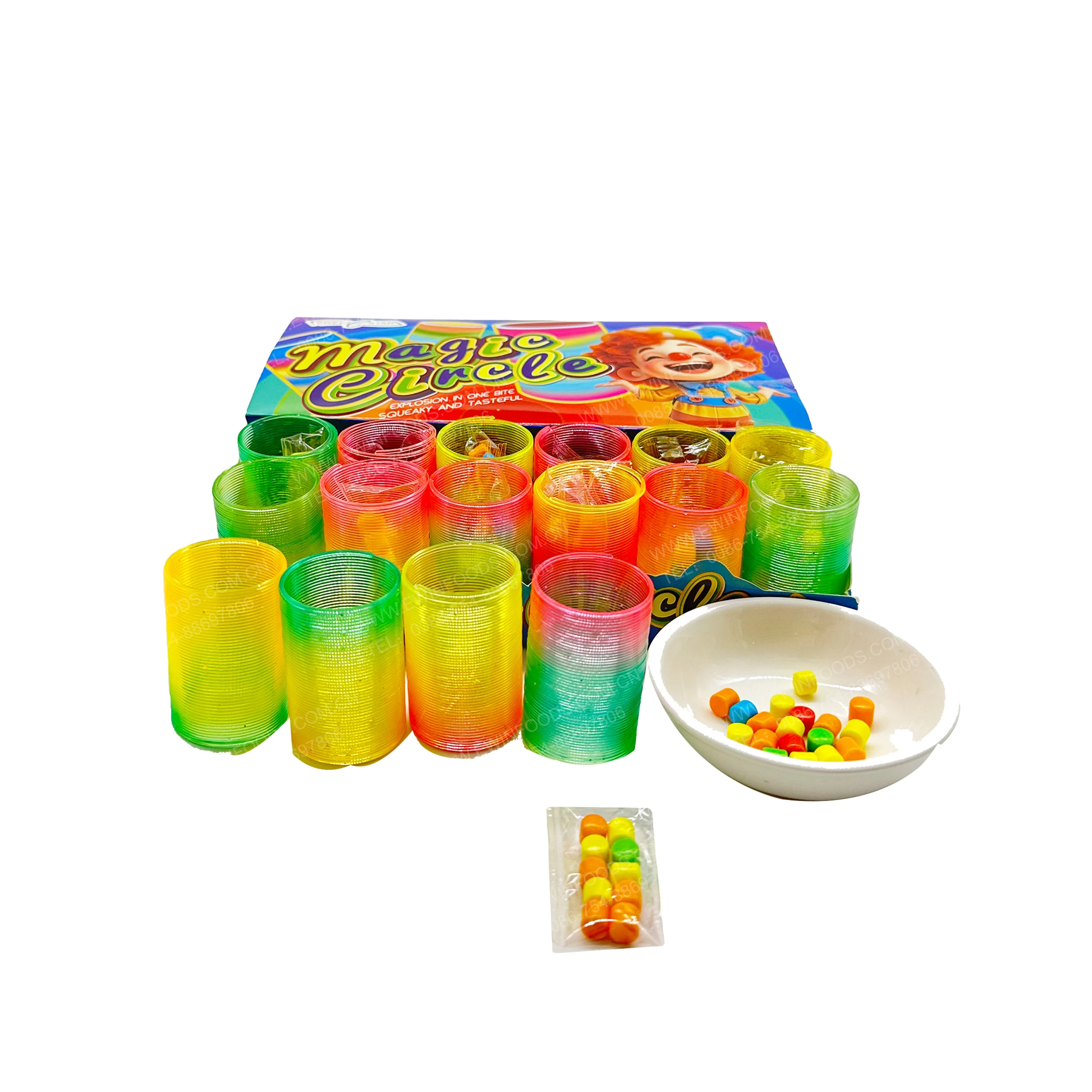 OEM Candy manufacturers High quality magic circle toys colorful hard candy for kids for wholesale