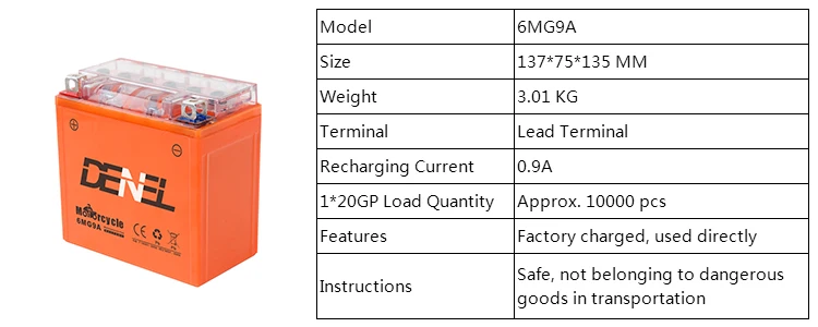 YTX9A-BS, акб для мотоциклов, 12В 9Ah АКБ для мотоциклов