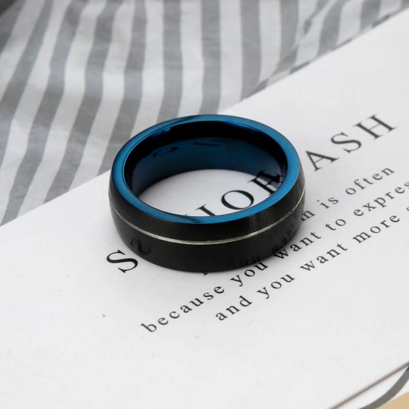 Wedding Bands Rings Band Tungsten Carbide Personalized Mens Matte Black Groove Channel Black Engagement Bands or Rings CFR3205