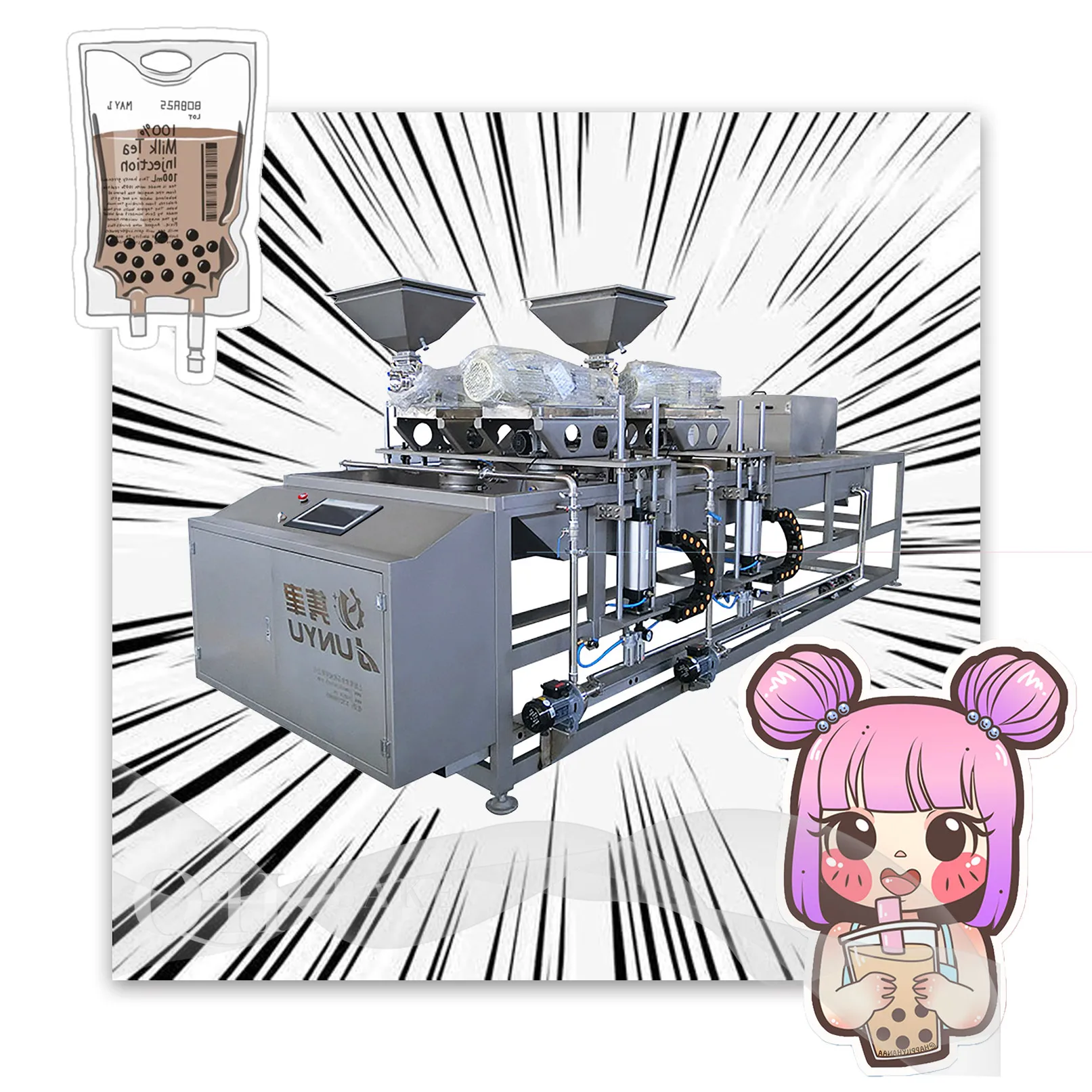 Automatic dropping popping bursting boba production line Agar crystal ball forming machine for bubble tea drinks