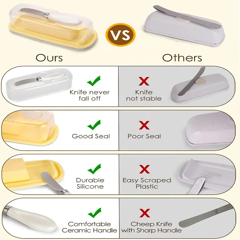 2025 New Arrivals Home and Kitchen Airtight Butter Dish With Lid and Knife Butter Keeper Holder Butter Container