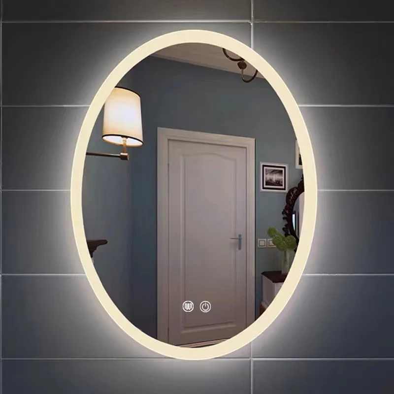 Bath Anti Fog Oval Led Shower Mirror Intelligent Modern Wall Sensor Touch Smart Mirror For Bedroom