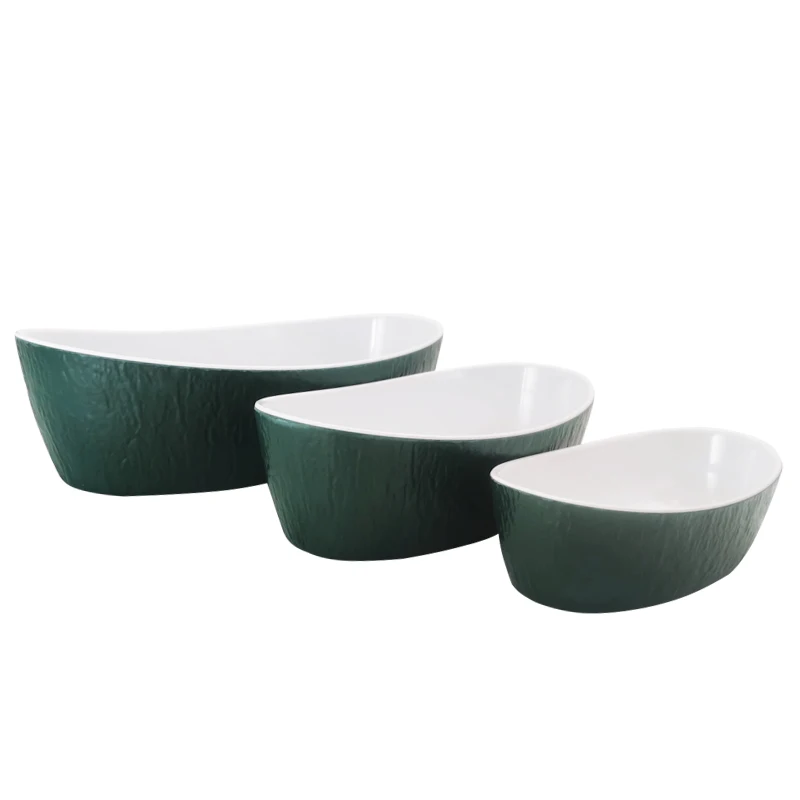 
Custom color Double walled insulated melamine nesting salad bowl set 