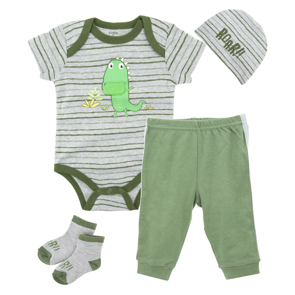 High quality OEM order baby summer set clothes newborn 0 3 month bodysuit with pant hat and socks for boys and girls