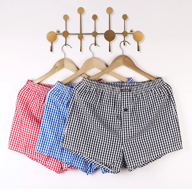 Factory wholesale custom logo mens 100% cotton boxer underwear soft pants elastic mens basic boxer briefs cotton pajamas
