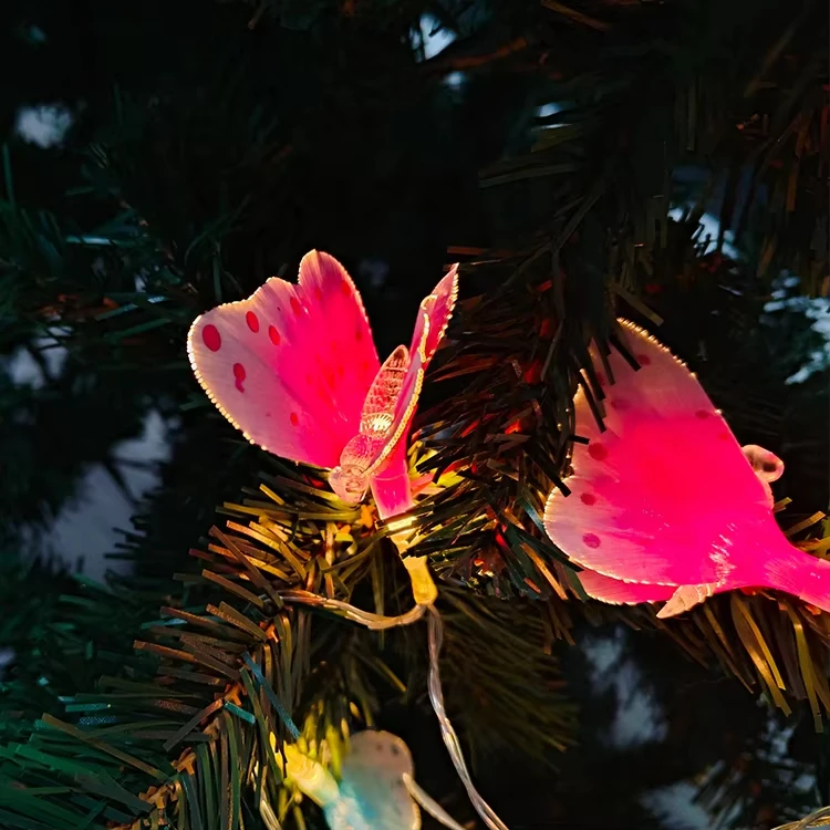 LED Colorful Slow Flashing Butterfly Light String for Christmas Tree Party Festival Showcase Courtyard Decorative Lighting