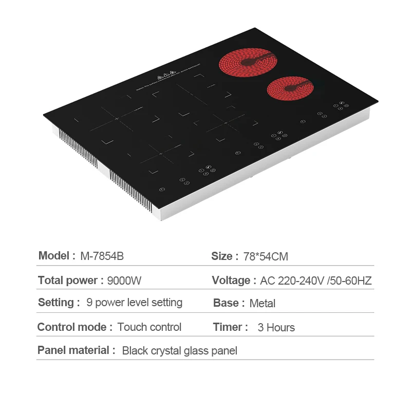 Popular 9000W 9 Power Level Setting Touch Control Kitchen Stove Electric Magnetic Induction Infrared Cooker