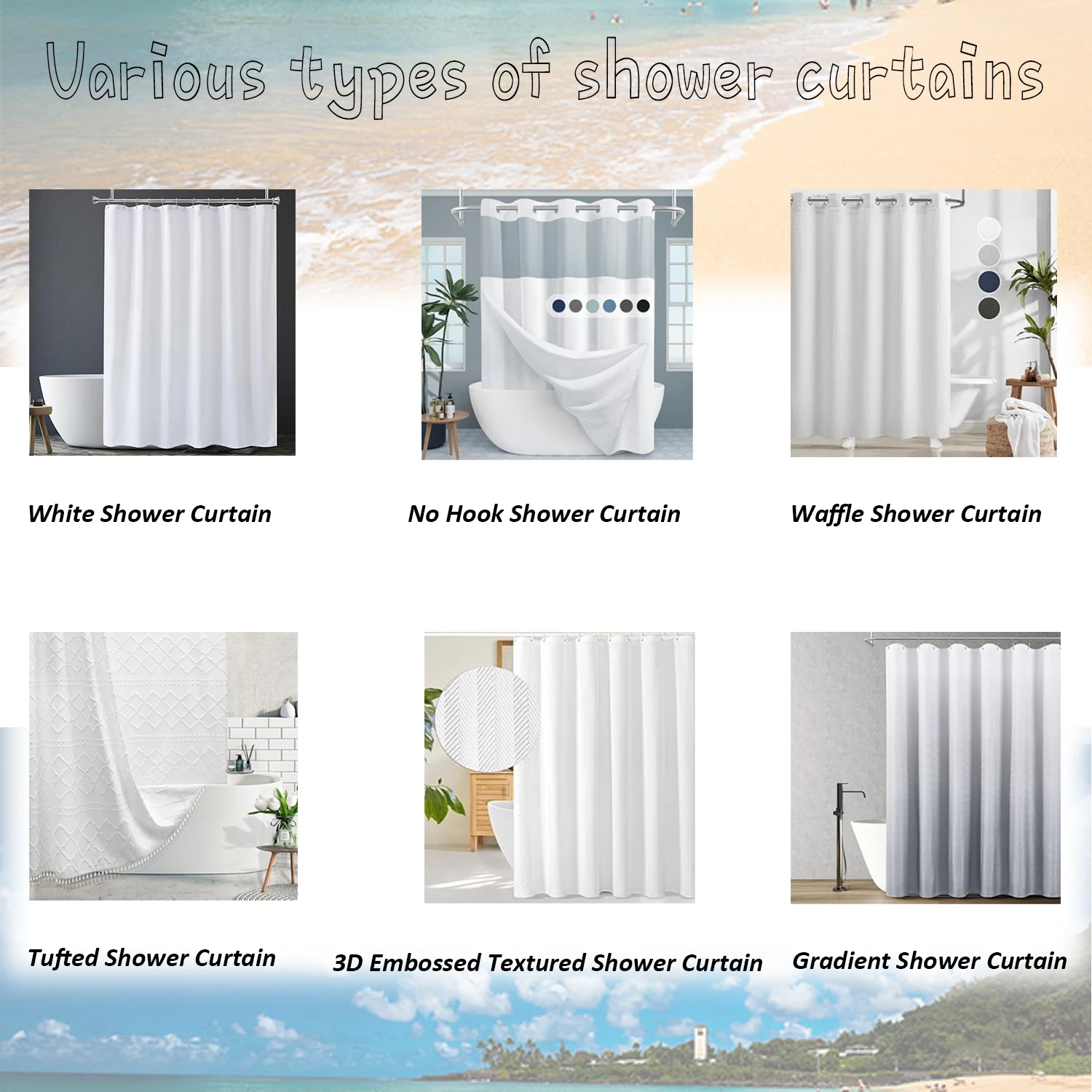 Manufacture of Puakenikeni Flowers Shower Curtain, Ready To Ship Bath Curtain With Hooks/