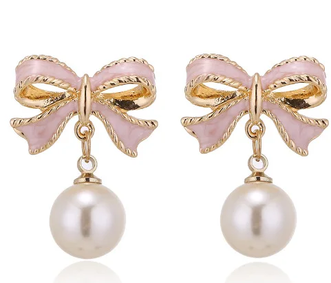 DAIHE 2024 Wholesale New s925 Silver Needle Style Earrings Versatile Pearl Bow Earrings Fashion Jewelry Earrings