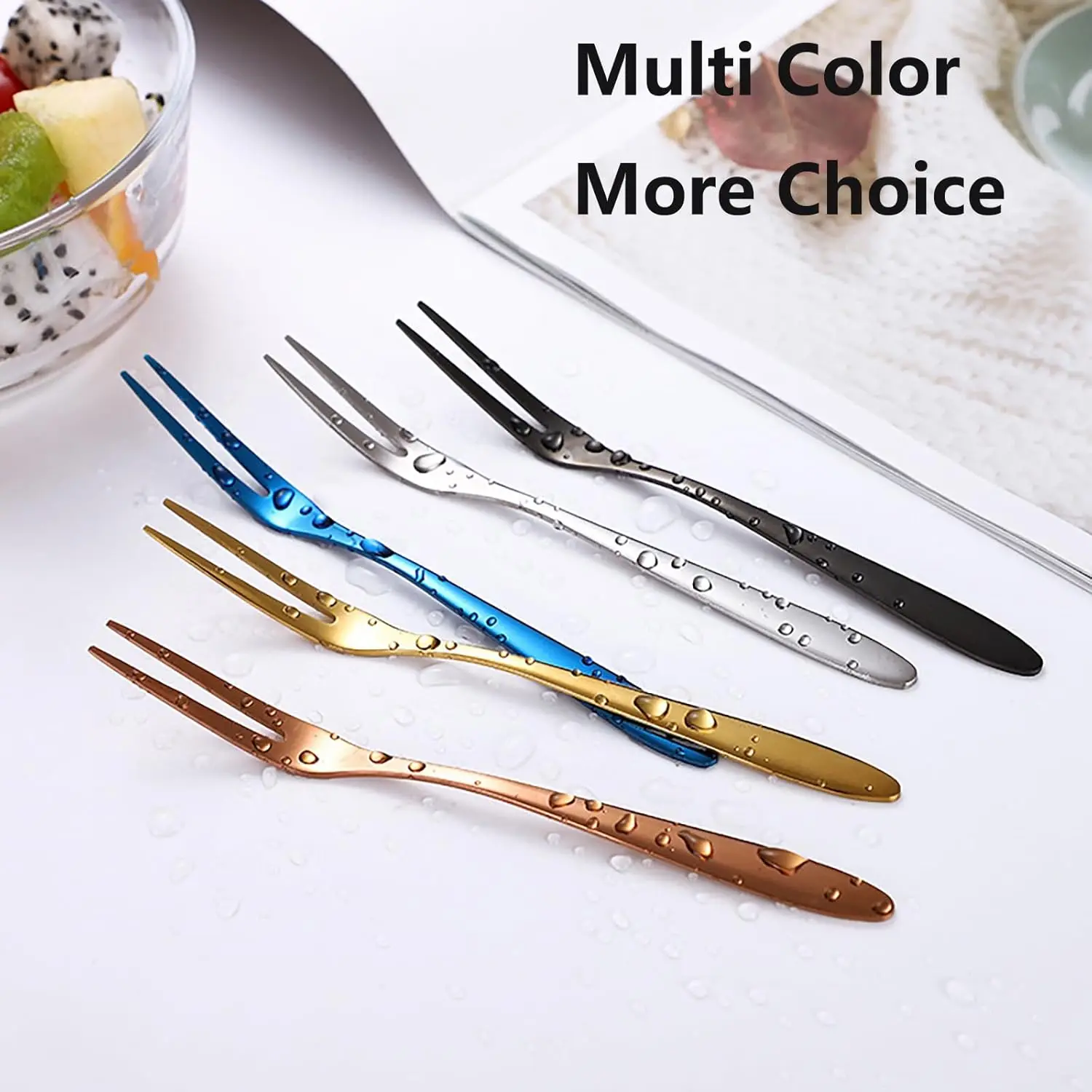 Wholesale Stainless Steel Fruit Fork Two-Tine For Dessert Fruit Appetizers Tasting Stainless Steel Fork