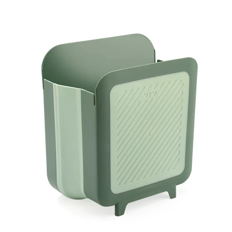 Folding Waste Bin Kitchen Cabinet Door Hanging Trash Bin Trash Can Wall Mounted Trashcan for Bathroom Toilet Waste Storage