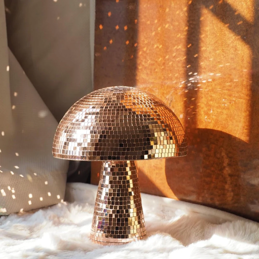 Customizable Mushroom Shape Gold Inflatable Mirror Glitter Disco Ball For  for Party Room Table Decor Art Decorations