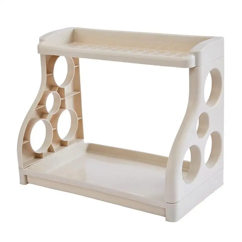 Kitchen Seasoning Seasoning Two-layer Storage Knife Rack Sundries Storage Storage Organizer Free Punch Plastic Polygon Spice