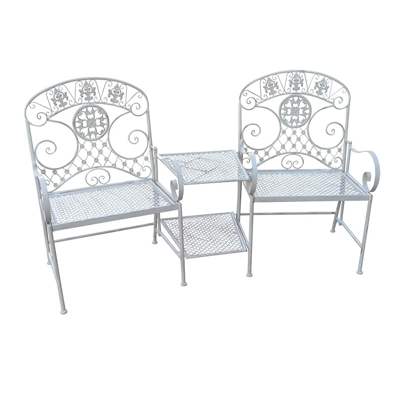 
European style White Indoor connection Metal table and chair set 