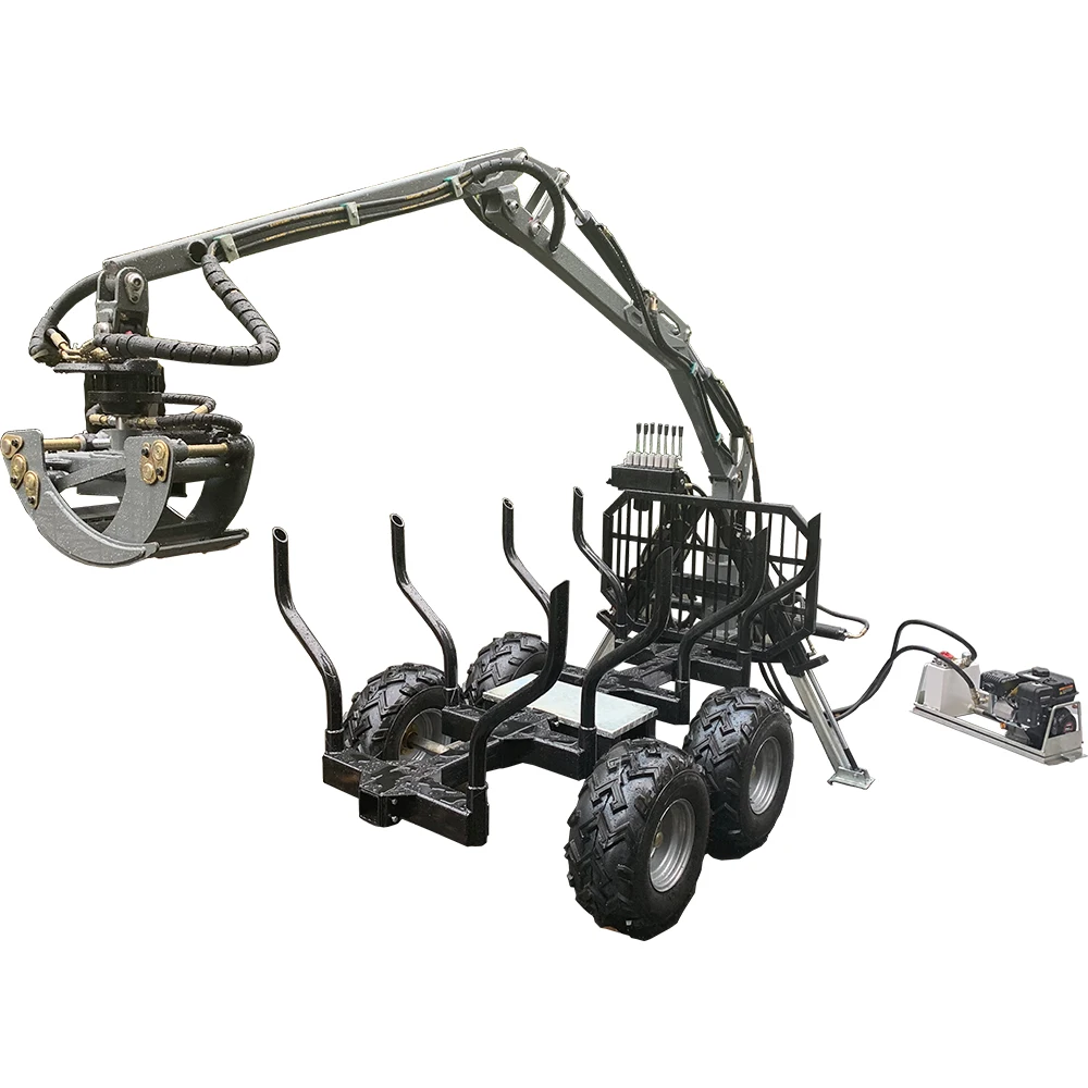Small log trailer with crane / ATV forestry trailer with crane winch / ATV logging Equipment