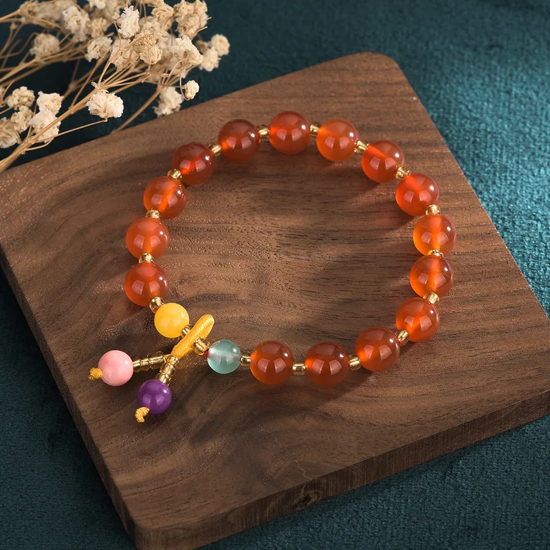 natural Rutilated Quartz Red Agate Lazuli Amethyst Crystal Beads Strand Bracelets Women Fine Jewelry