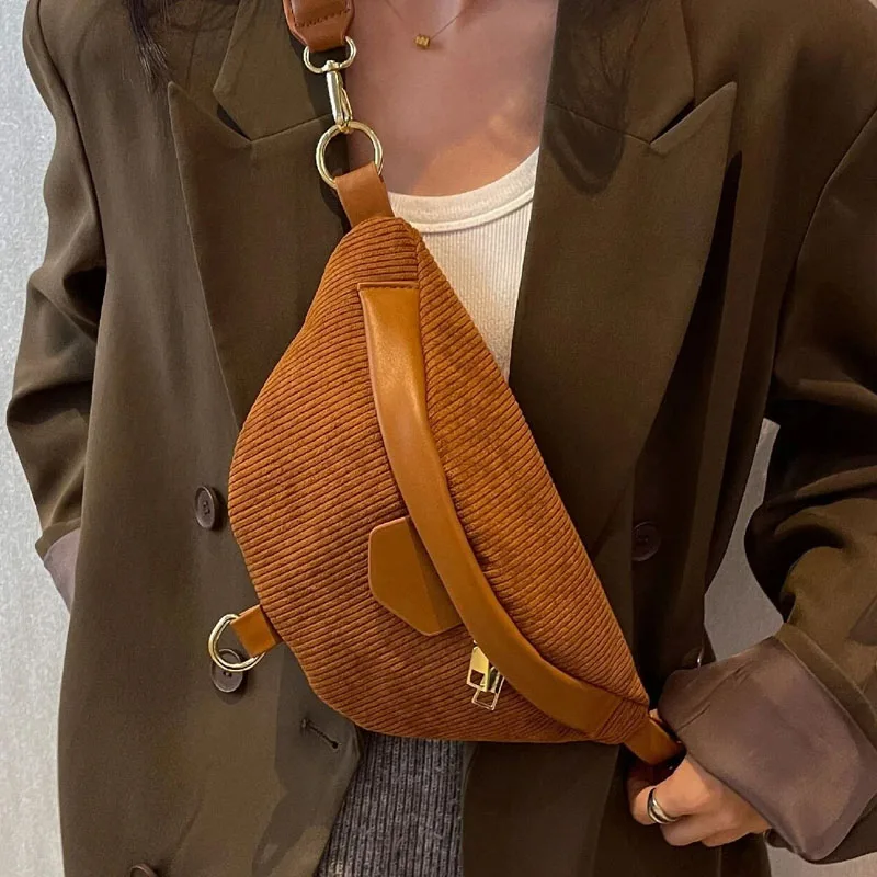 Hot Custom Shoulder Purse Bag Women Men Cross body Chest Bag Fanny Pack Corduroy Messages Crossbody Bags For Outdoor Sport