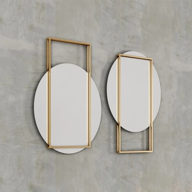 Modern unique Gold Framed Round Glass Wall Mirror for Living Room Bathroom Bedroom Hallway
