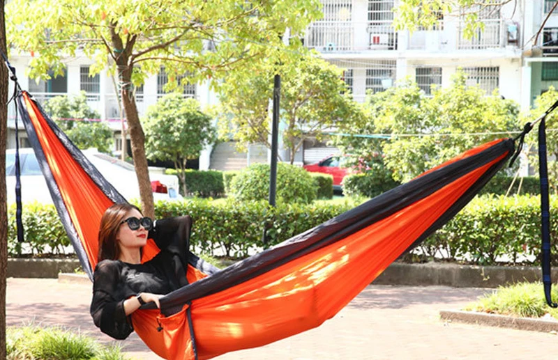Single Camping Hammock with Tree Straps Portable Parachute Nylon for Backpacking