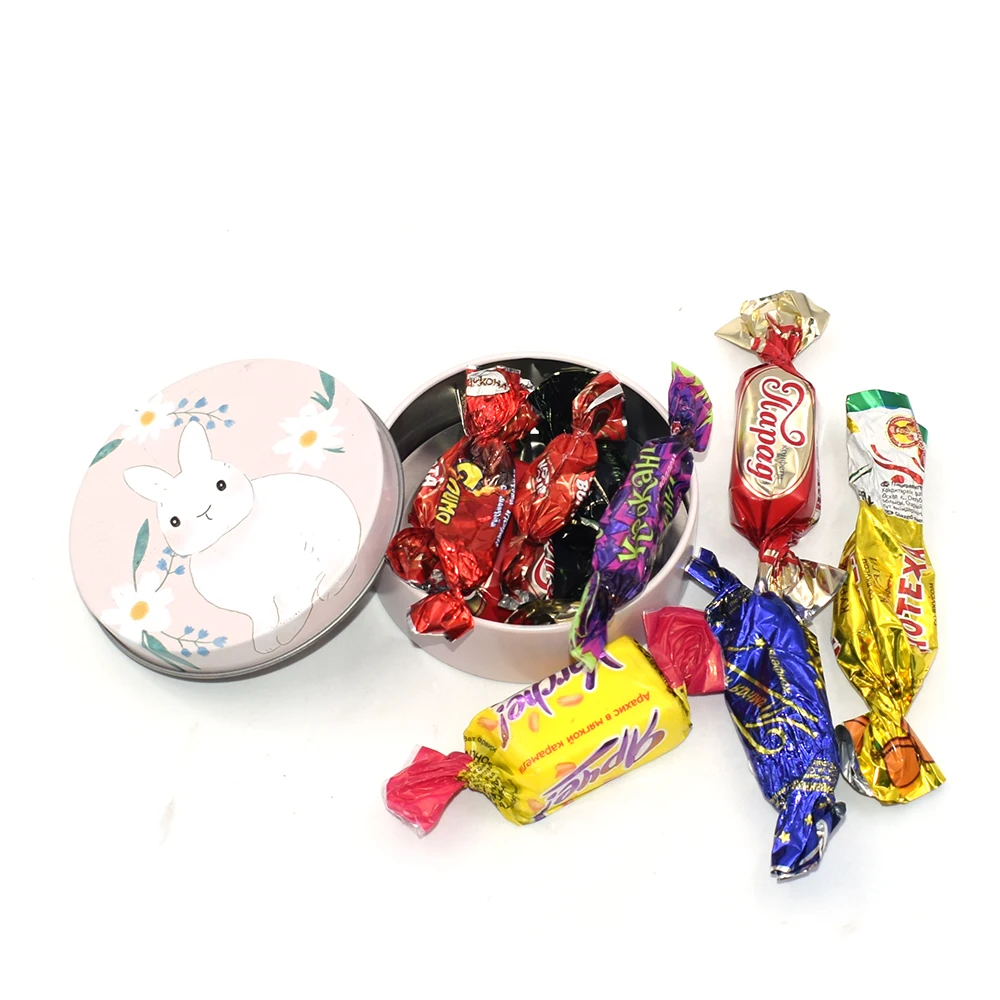 Круглая металлическая жестяная коробка для конфет и мяты