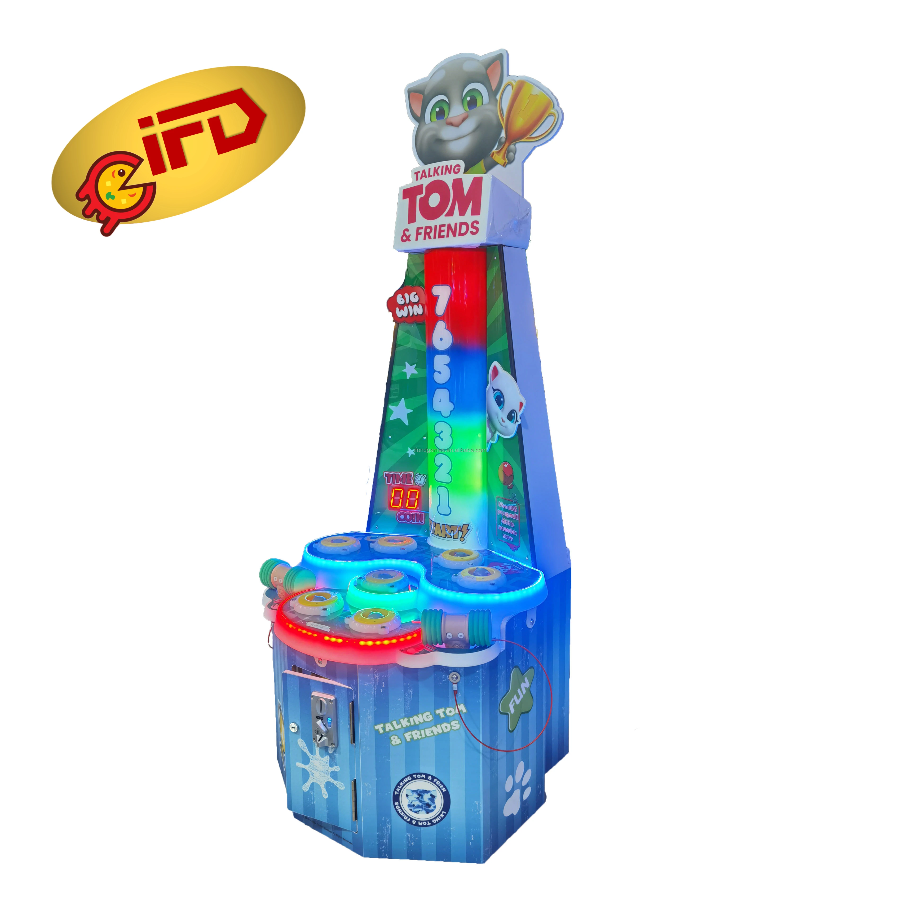 IFD Sports Kids Coin Operated Machine Arcade Game Kids Redemption Ticket Game Hammer Hit Game Machine Talking Tom & Friend