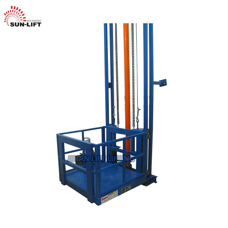 Wall Mounted Warehouse Cargo Chain Elevator Lift Platform Hydraulic Industrial Goods Lift With CE