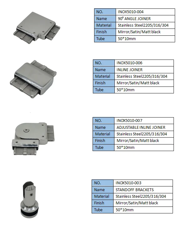 Stainless Steel Square Tube Connectors to Wall Pipe Fitting Accessories