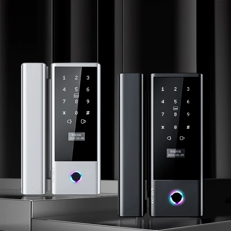 Goking silver ttlock biometric fingerprint keyless glass door tt lock electrical panel magnetic smart lock for office