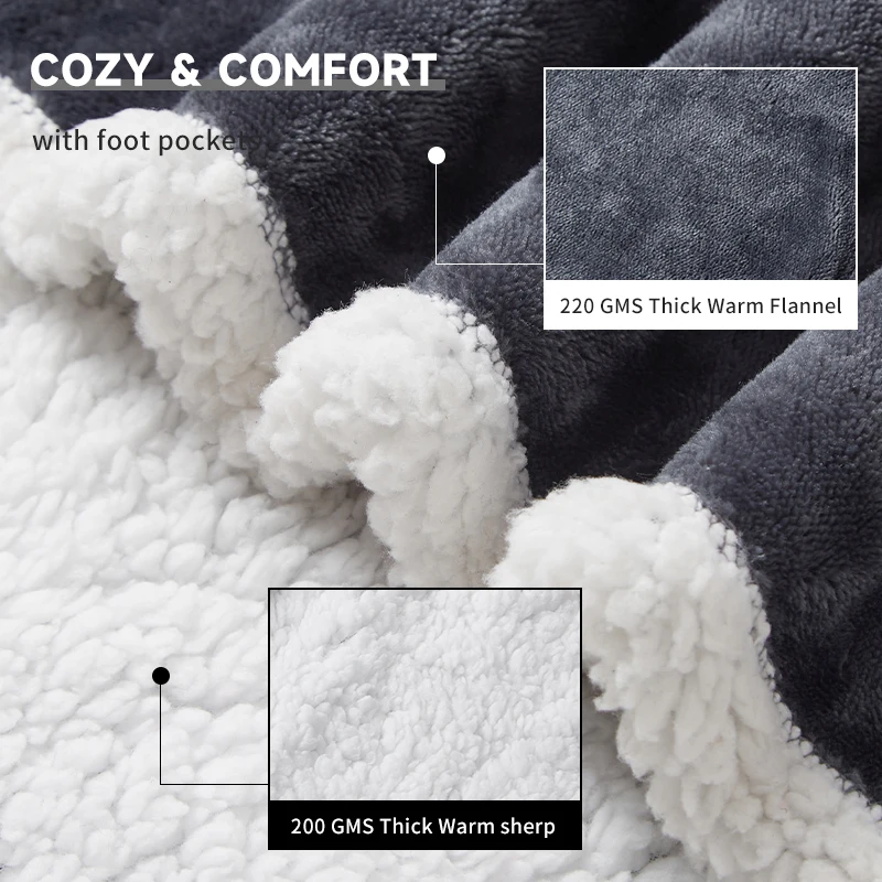 220V/110V Wearable Electric Heated Blanket with Sleeves Electric Snuggle Throw Blankets