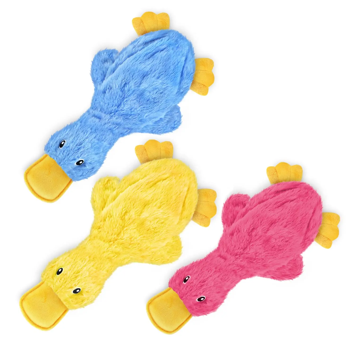 Best Pet Supplies Crinkle Dog Toy for Small Medium and Large Breeds Cute No Stuffing Duck with Soft Squeaker