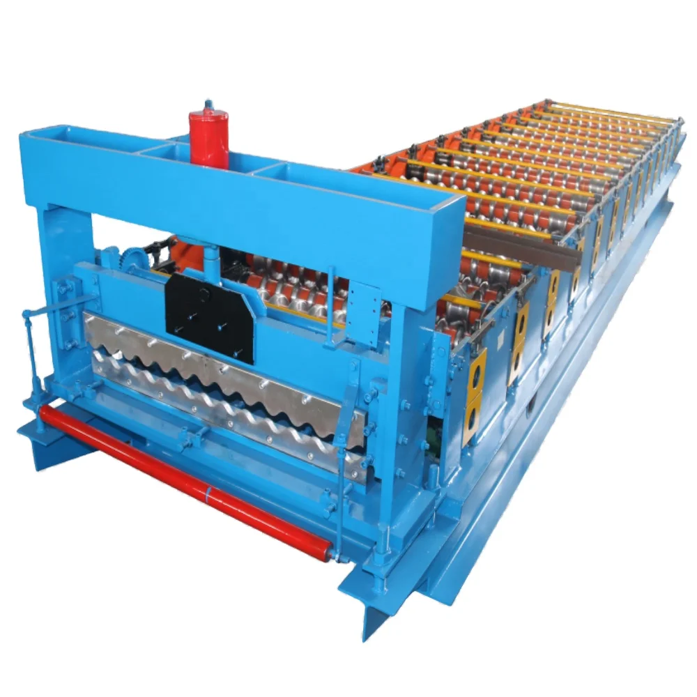 High Accuracy Line flying shear Roof Panel double layer corrugated sheet cold roll forming machine